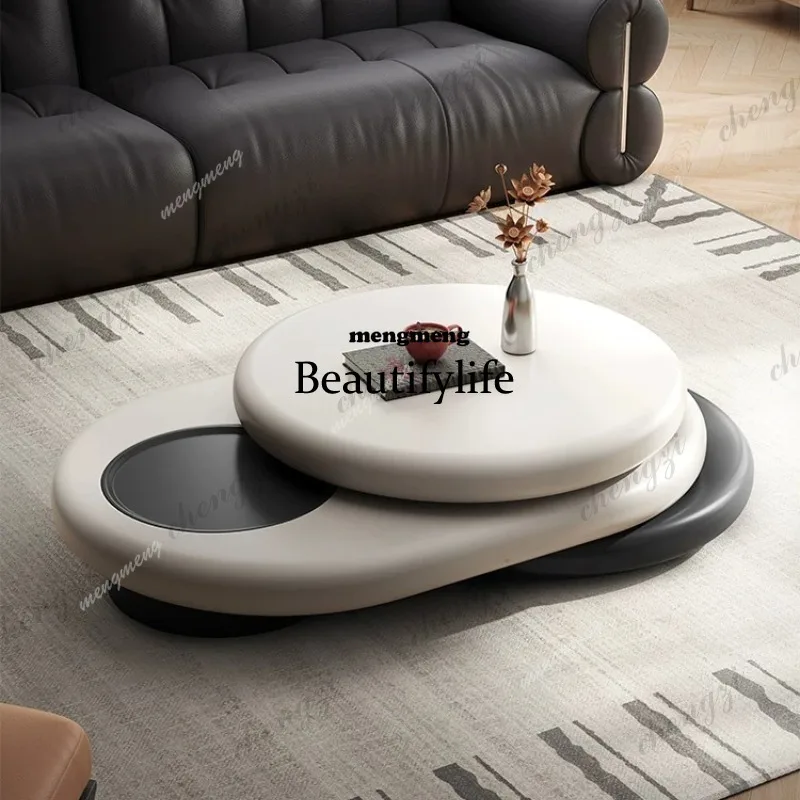 R134 Cobble rotating coffee table living room home simple light luxury high-end feeling surprise quiet small apartment coffee ta