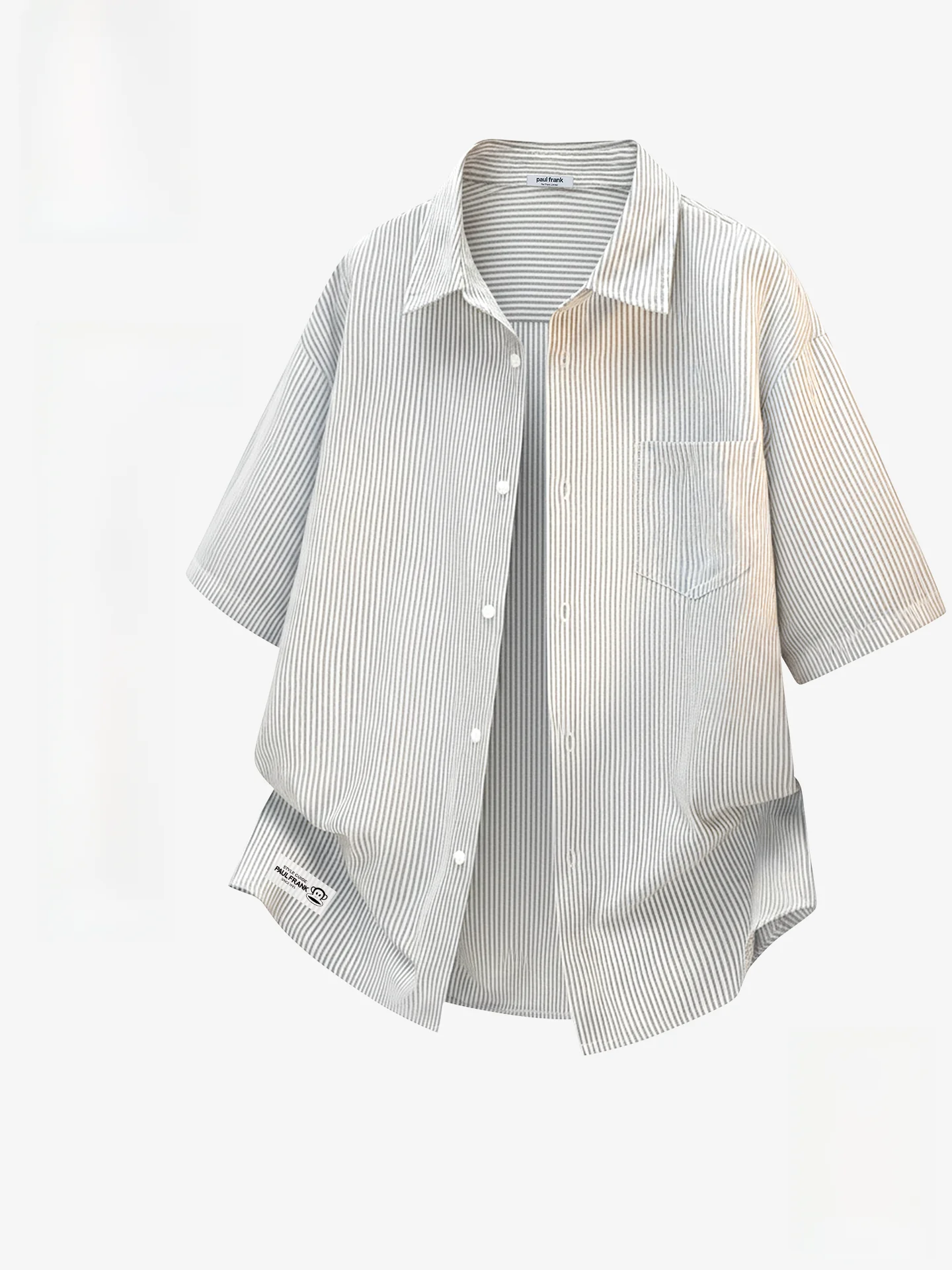 

Мужская летняя повседневная рубашка с коротким рукавом, дышащая, тонкая, в полоску, легкая в уходе, из смесового хлопка и полиэстера