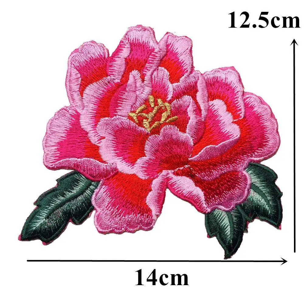 Multicolor Peony Sew Iron On Patches For Dress Clothes DIY Embroidered Badges Flower Appliques Fashion Ancient Stickers