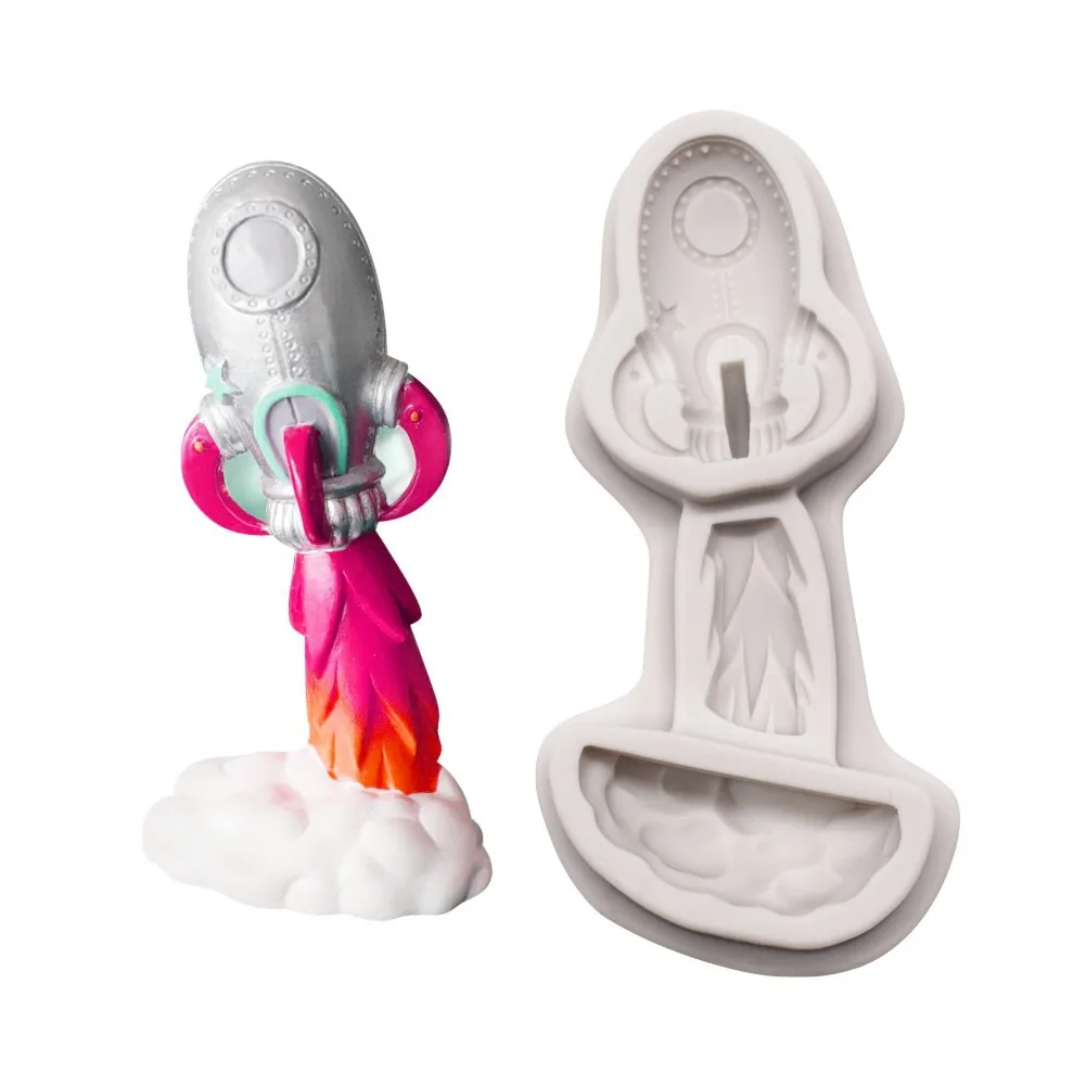 

3D Rocket Shape Silicone Mold Space Ship Birthday Party Fondant Cake Decorating Tools Candy Chocolate Cookie Baking Mould m435