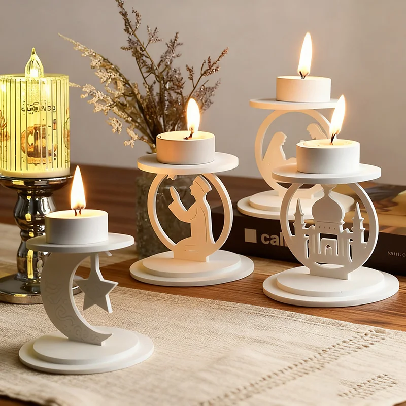 

3pcs/set Eid Mubarak Candlestick Silicone Mold Ramadan Muslim Star Moon castle Prayer DIY Craft 3D Ornament Desktop Decoration