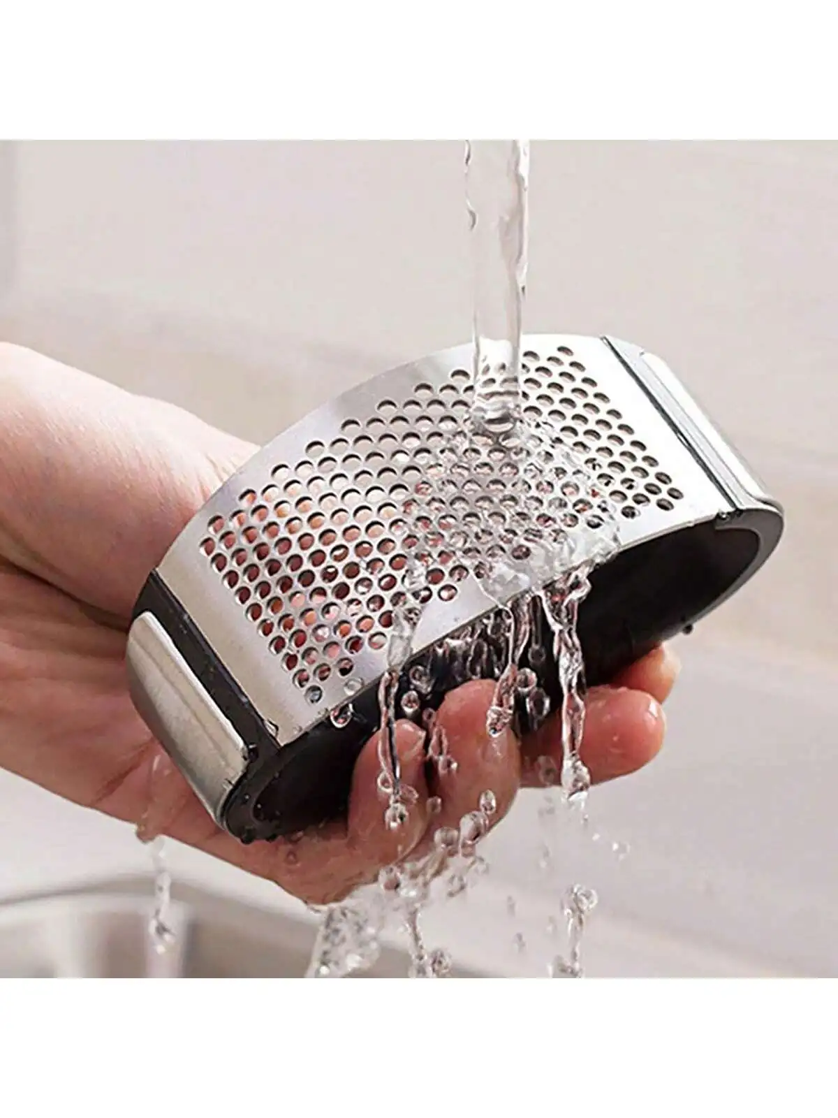 스테인레스 스틸 마늘 프레스 및 필러 - 신선한 마늘 페이스트 및 다진 마늘 주방 도구를 위한 사용하기 쉬운 수동 마늘 분쇄기