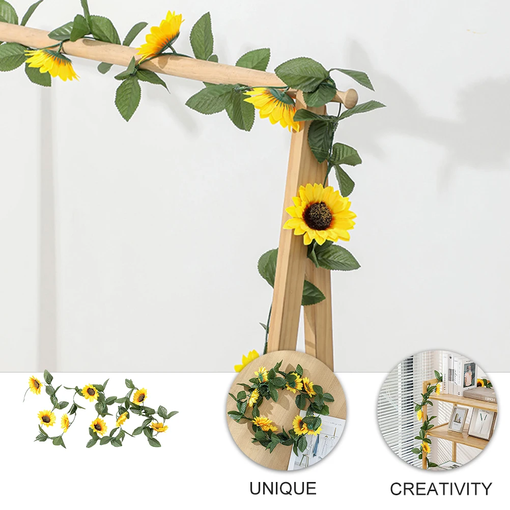 

1pc Lifelike Sunflower Vine Decoration Artificial Outdoor Hanging Rattan for Home Holiday Banquet Decor Simulation Plant