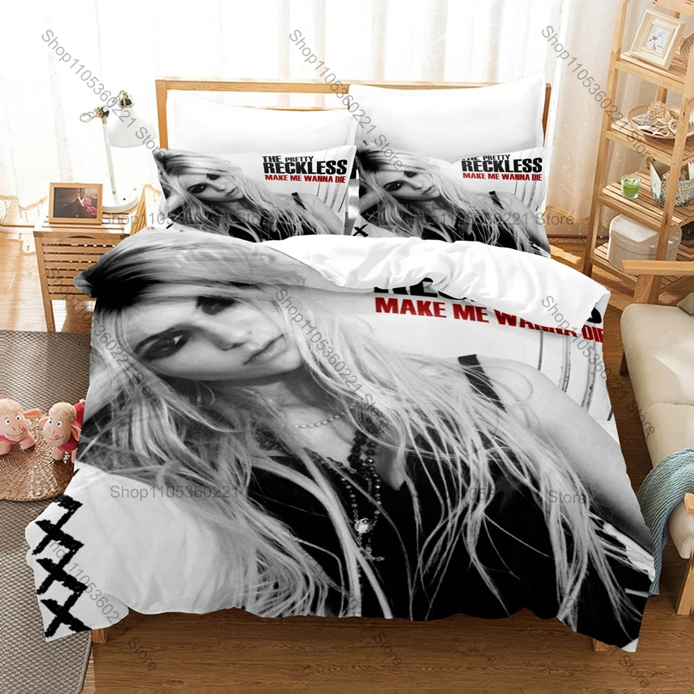 Taylor Momsen Vintage Album Poster Pattern 3 In 1 Bedding Set Quilt Cover With Two Pillowcases Gothic Dark Rock Style Home