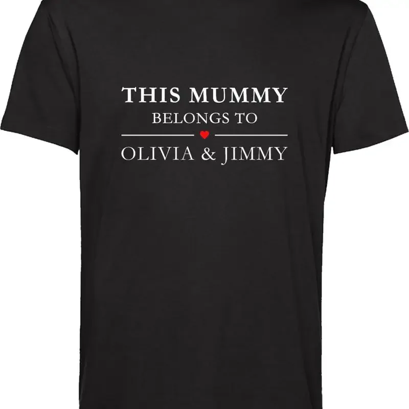 Personalised Mother'S Day T Shirt This Mummy Belongs To Kids Names Top