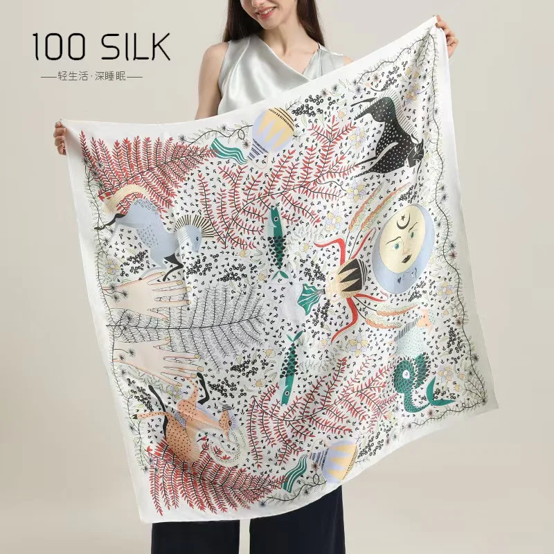 

100% silk The new style is good with a 95CM square scarf and scarf Holiday gifts for mom