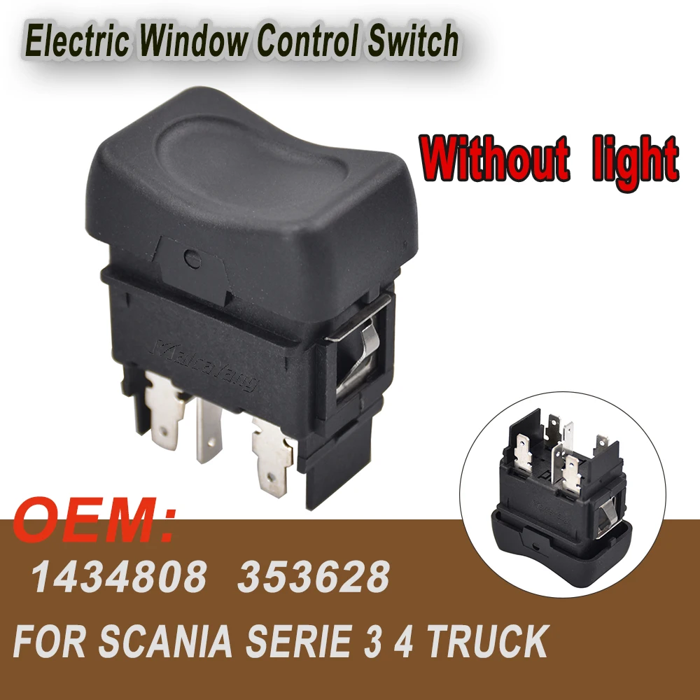 1488066 For Scania Serie 3 4 Truck Power Window Control Switch Regulator Single Button Car Parts Accessories Parts 6Pins