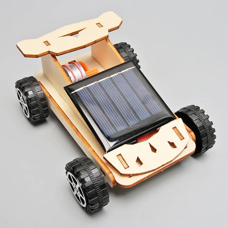 Wooden Solar Racing Car Technology Production Children Science Experiments Small Invention Toy Handmade DIY Material Kit