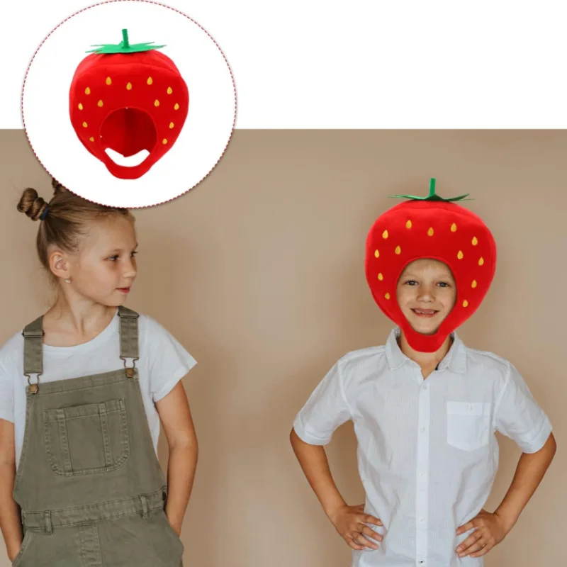 Unisex Frucht-Kopfbedeckung für Damen, Cosplay-Haube für Erwachsene, Erdbeerhut, Karnevalskostüm-Requisite – Detail 5