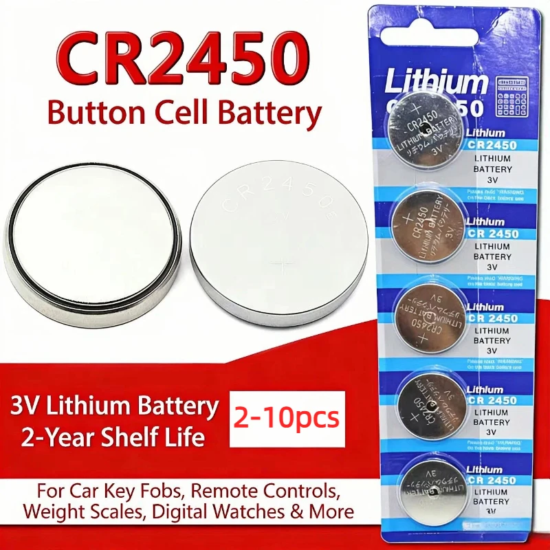 

CR2450 3V Lithium Button Cell Battery for Car Keys, Motherboards, Body Weight Scales and Remote Controls