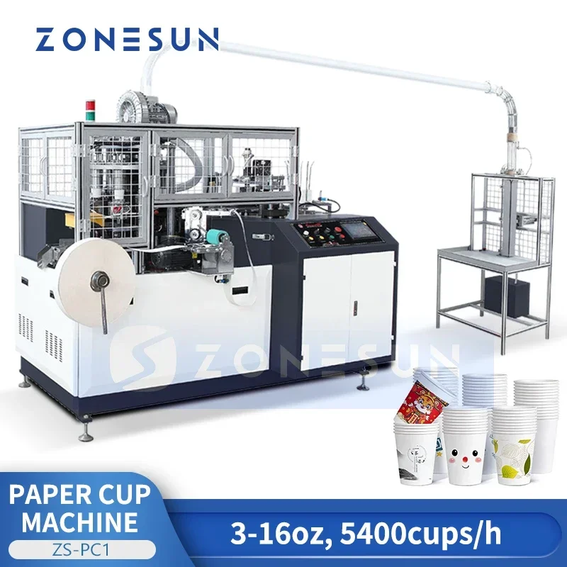 Zonesun ZS-PC1 Copo de papel automático que faz a máquina de xícara de café Máquina de chá Equipamento de formação de copos