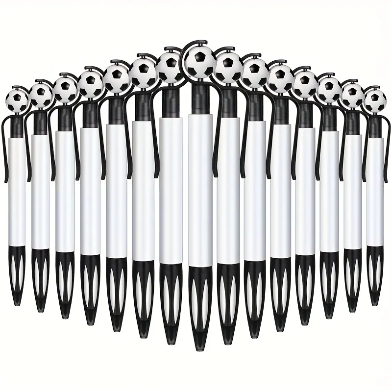 10PCS football party gift, football-themed black ballpoint pen, colorful retractable medium size 1.0mm soft grip pen