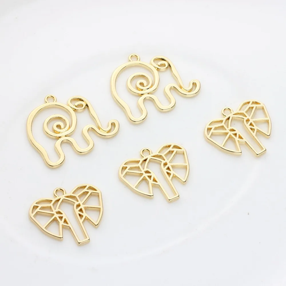 12pcs Handmade Elephant Pendant Charms Hollow Alloy Pendants for Diy Necklace Earrings Bracelet Jewelry Making Supplies