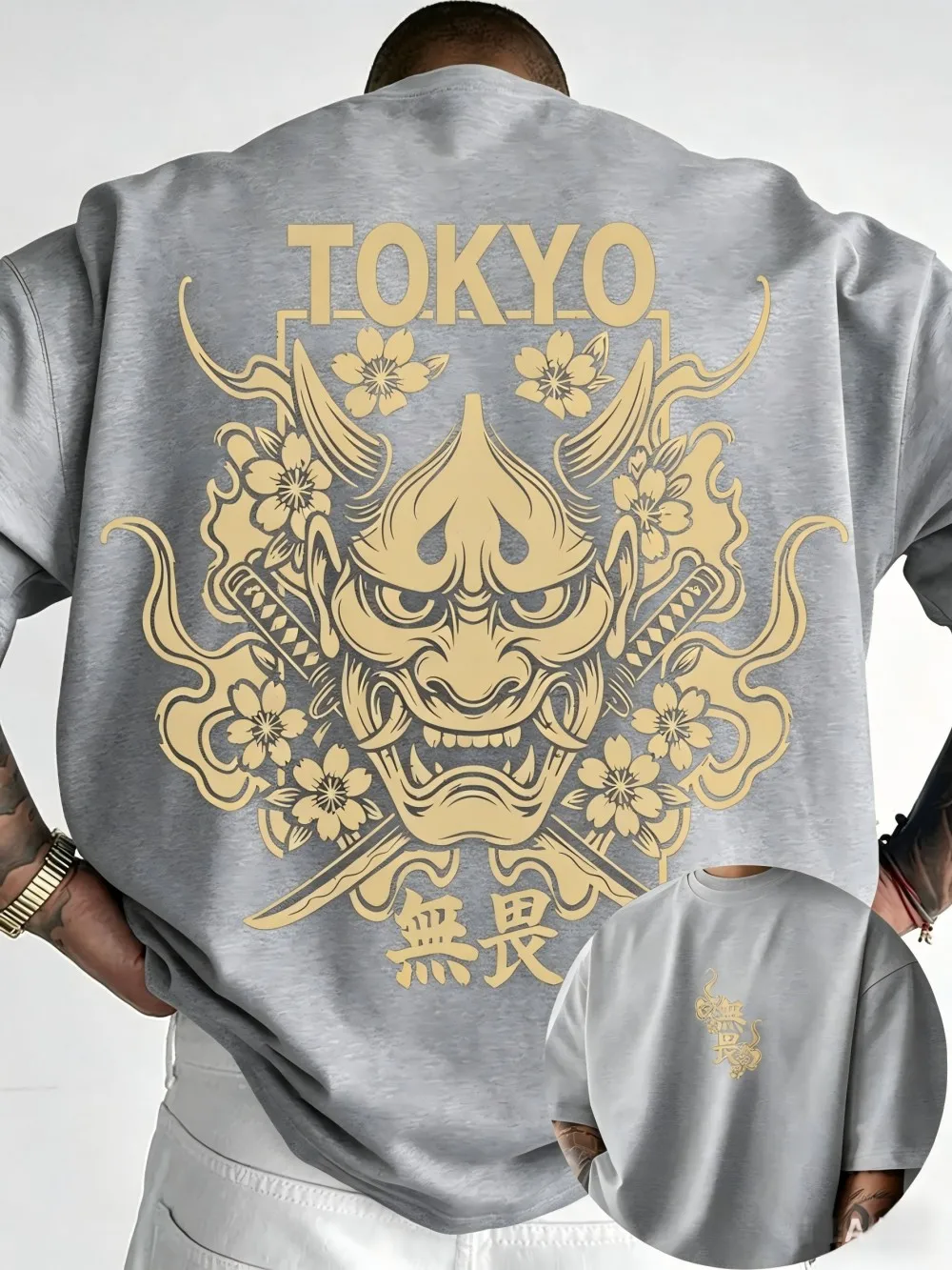 American men's summer fashion evil ghost mask letter print comfortable and breathable round neck tight outdoor street top