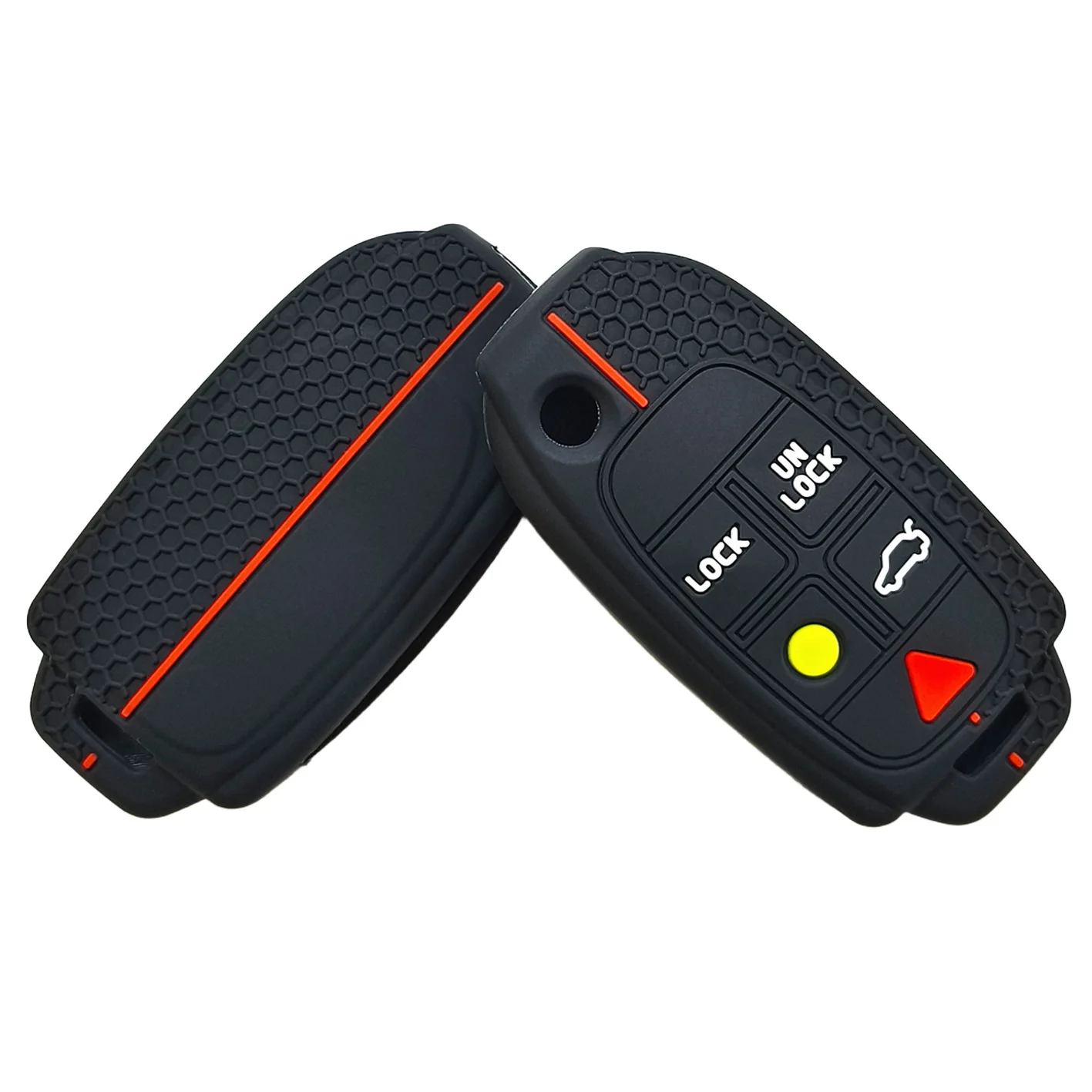 Suitable for Volvo XC90 folding 5-key key cover old Volvo S80 honeycomb pattern silicone key bag anti-fall key cover