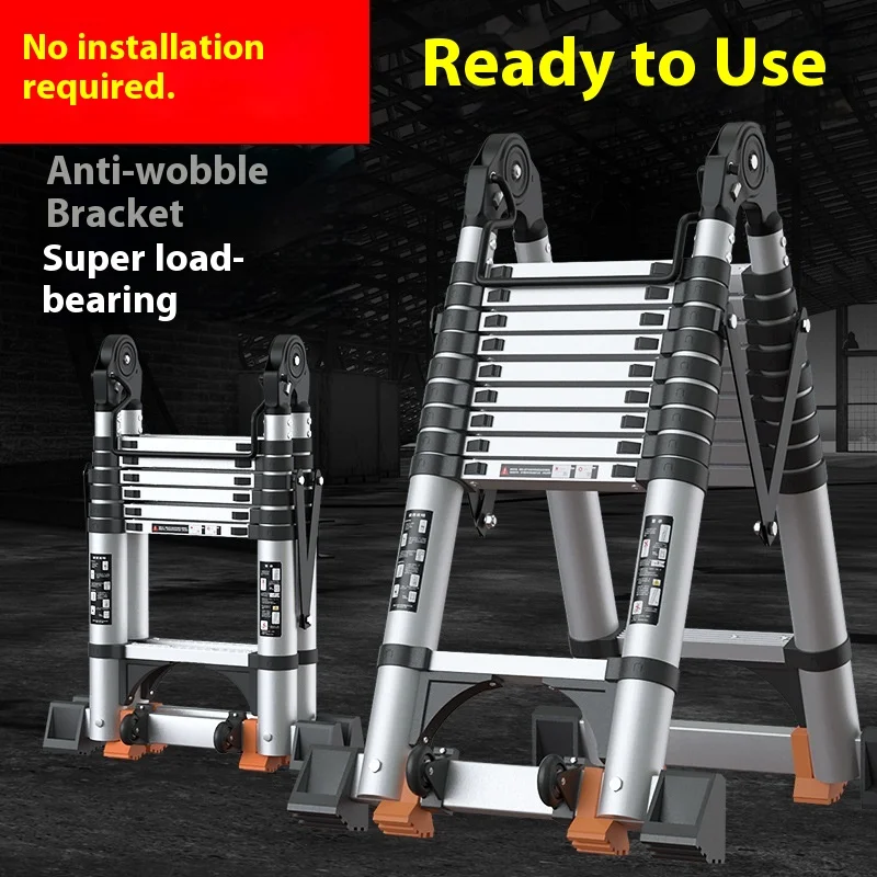 سلم متعرج سميك من سبائك الألومنيوم سلم متداخل الأجزاء سلم هندسي منزلي متعدد الوظائف رفع داخلي