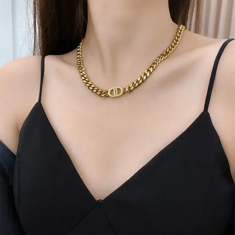 Bransoletka Hip Hop Świński Otwór do Nosa Dio dla Kobiet Biżuteria Kubański Łańcuszek Bangles Modny Zestaw Damski Pozłacany Trend Prezenty Wodoodporny