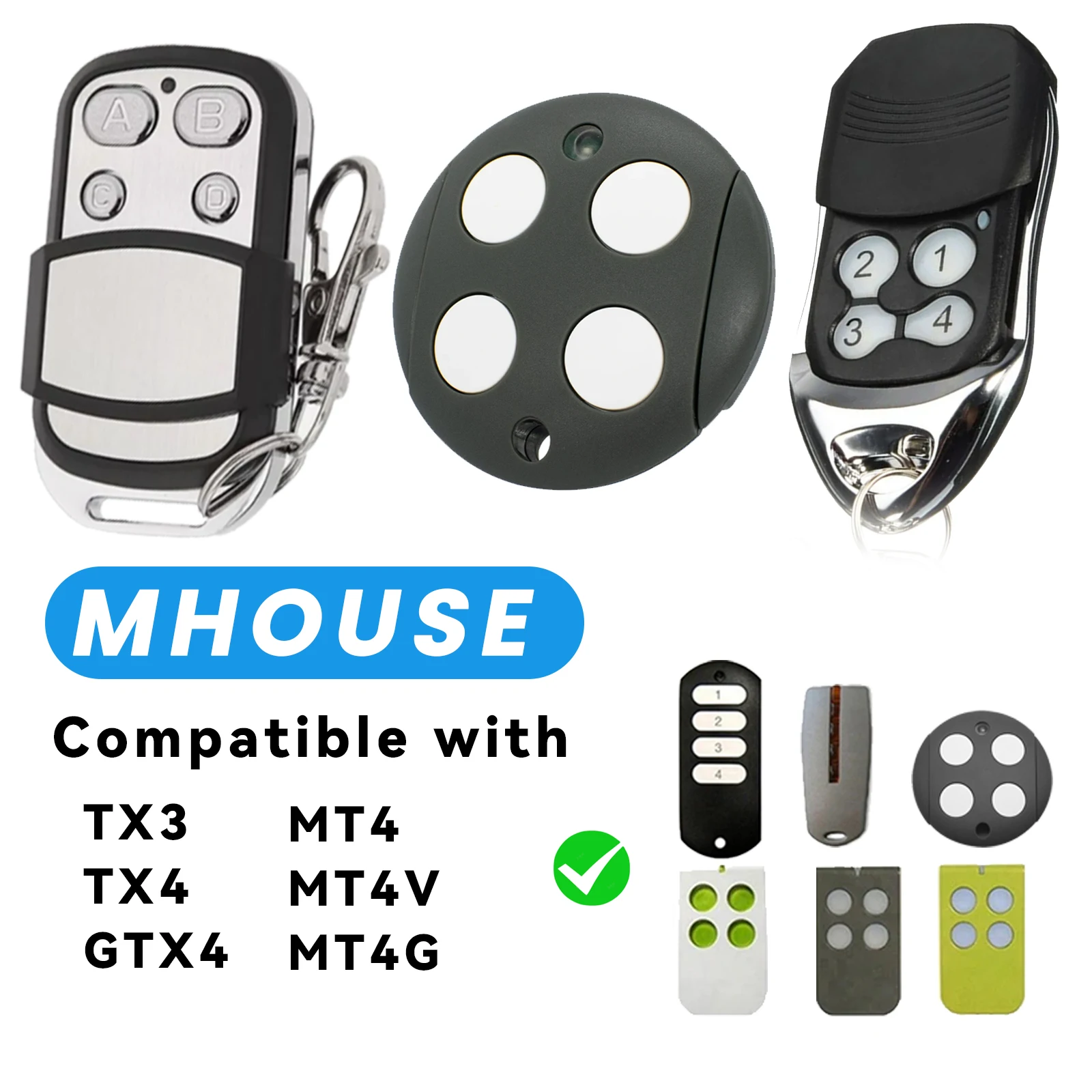 

Для Mhouse GTX4 пульт дистанционного управления для гаражных ворот TX3 TX4 GTX4C MT4 MT4V MT4G с подвижным кодом 433,92 МГц 4-канальный передатчик