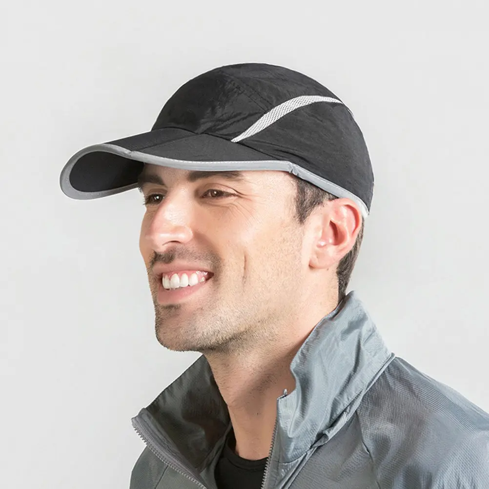 

Running Hat Unisex Nylon Quick Dry Breathable Sunproof Cap Foldable Brim Reflective Trim Baseball Visor Hat for Cycling Hiking