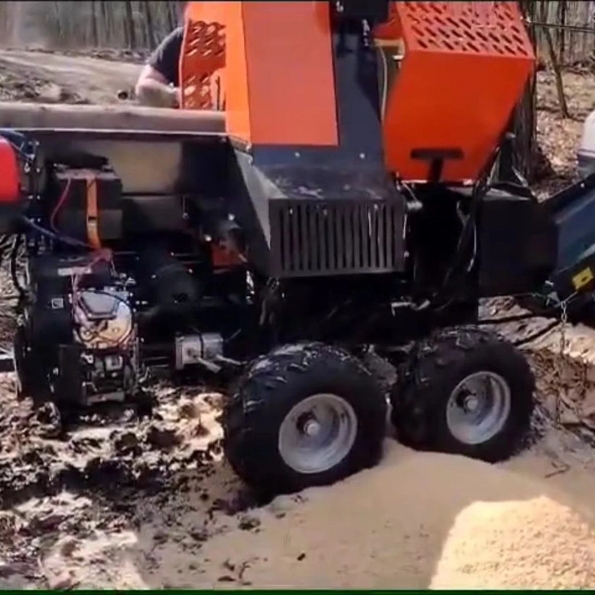 Highway Towable 45 Ton Firewood Processor  20HP 6-Way Wedge Log Splitter with 3.2m Output Conveyor