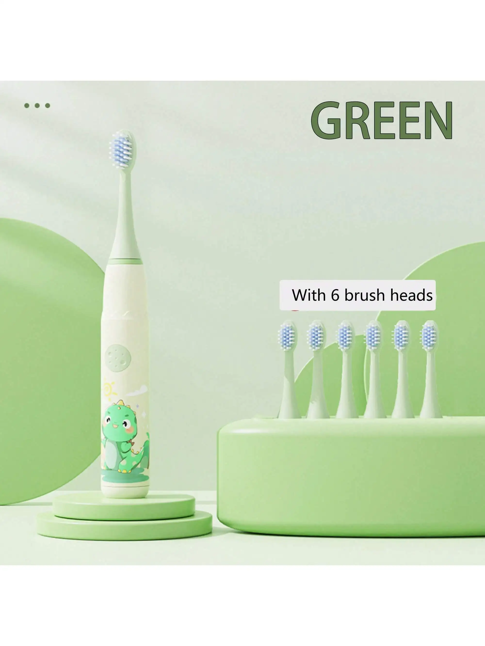 Rechargeable Toothbrush w/ 6 Levels & 6 Brush Heads Silicone toothbrush holder Kawaii bathroom organizer Toothbrush cup Travel