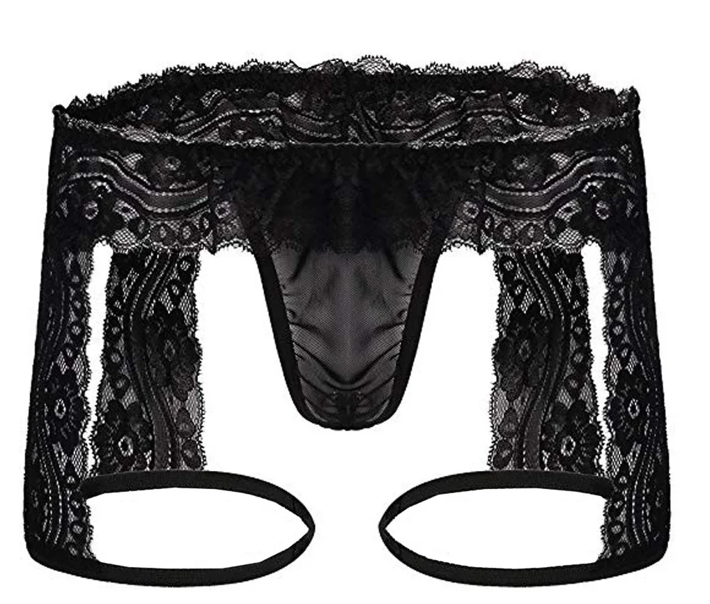 Männer Sexy Suspensorium Sissy Transparent Mesh Unterwäsche Spitze Tanga Enhance Pouch Bikini Kurze G-Strings Homosexuell Penis Pouch Unterhose