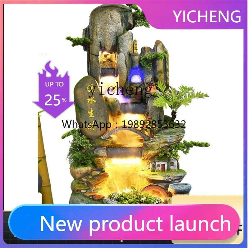 

Artificial Mountain and Fountain Floor Ornaments Living Room Fish Pond Rich Water Large Landscape