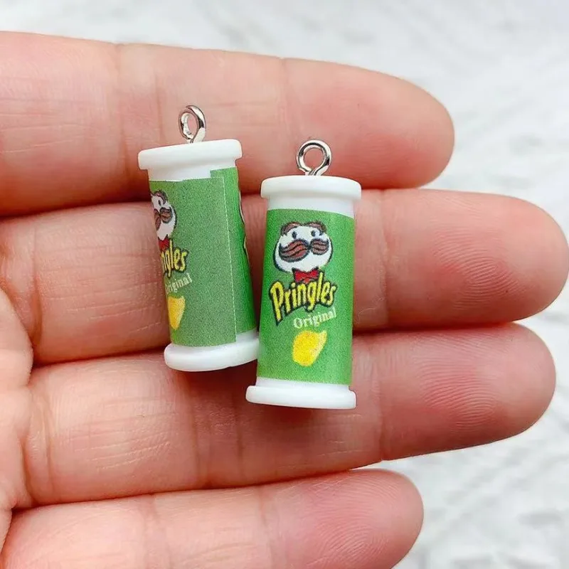 10pcs 23*10mm Simulation Of 3D Potato Chip Box Charms For Pendant DIY Handmade Jewelry for Earring Necklace Keychain