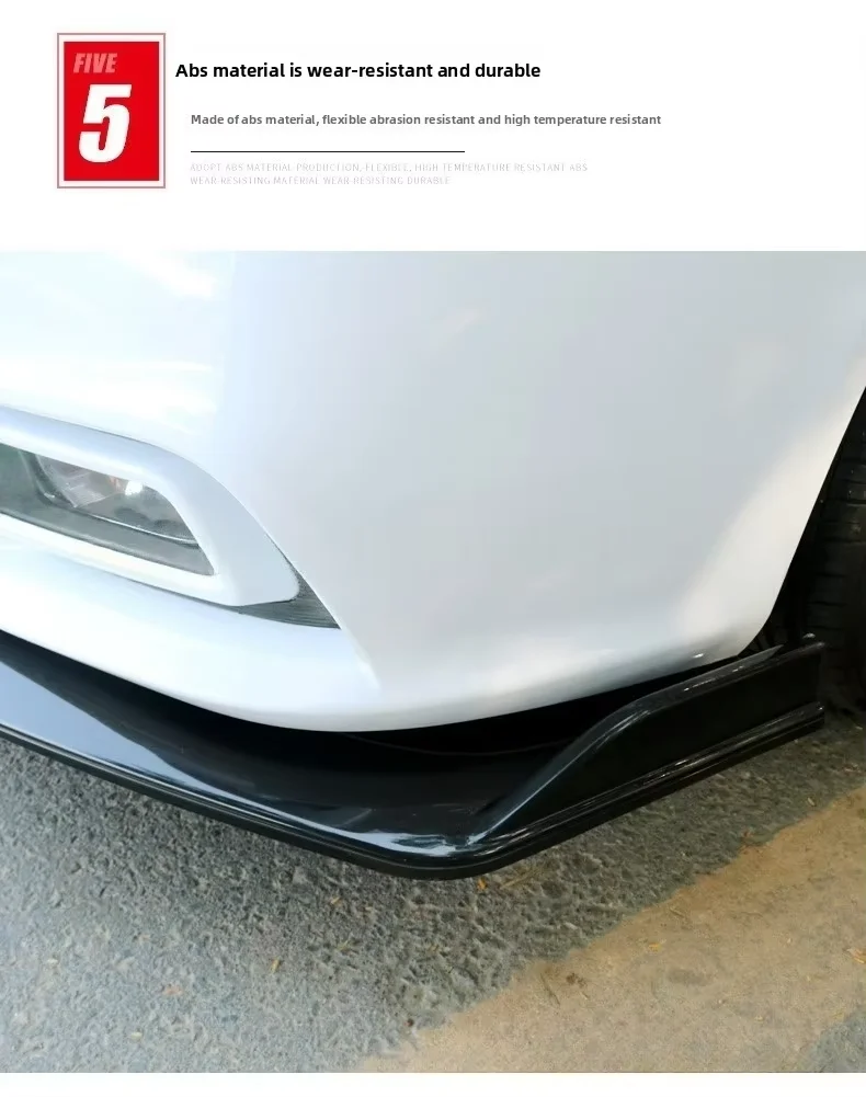 Vierteiliger Universeller Auto-Diffusor Frontlippe Frontspoiler Auto-Karosserie-Kit Schwarz&Rot Frontspoiler – Detail 15