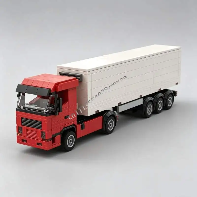 456PCS Urban Transportation Container Semi Trailer Truck MOC Model Custom Building Blocks DIY Assembly Educational Festival Gift