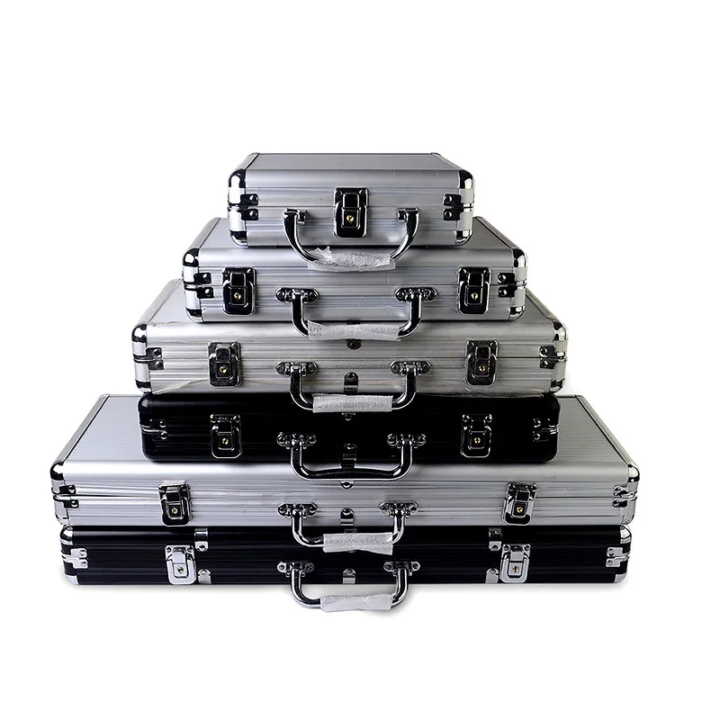 Texas Poker Baccarat Professional Casino Chips Case Capacity Suitcase Silver Black Suitcase Box Thickening 100-500pcs Chips