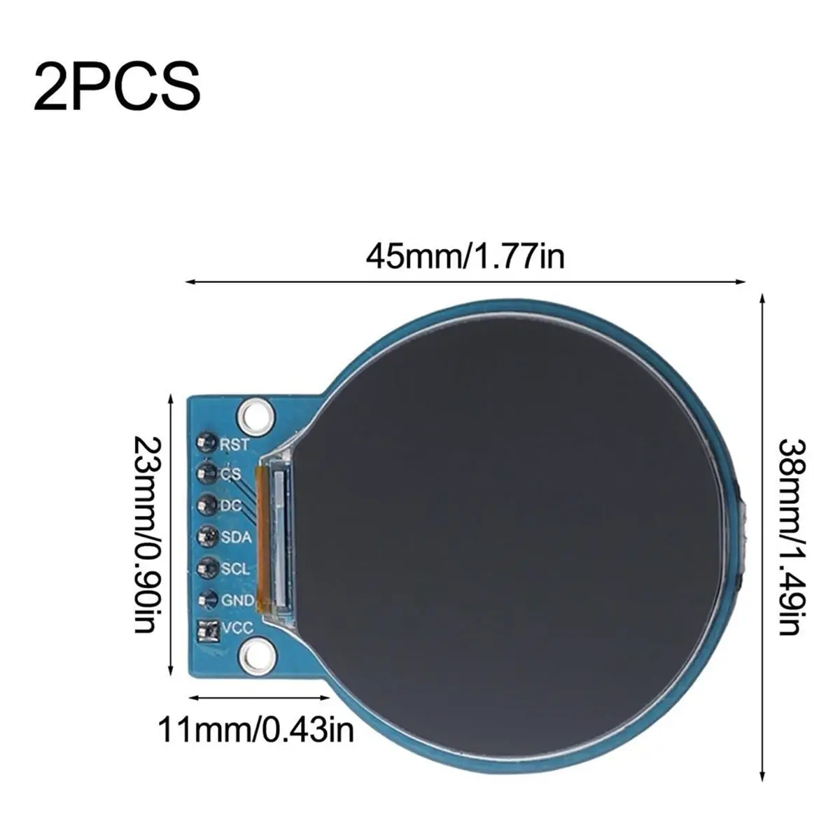 A43TBG 4PCS .28 Inch Circular TFT Display 240x240 Resolution, GC9A01 Driver Chip Compatible, SPI Interface IPS Screen