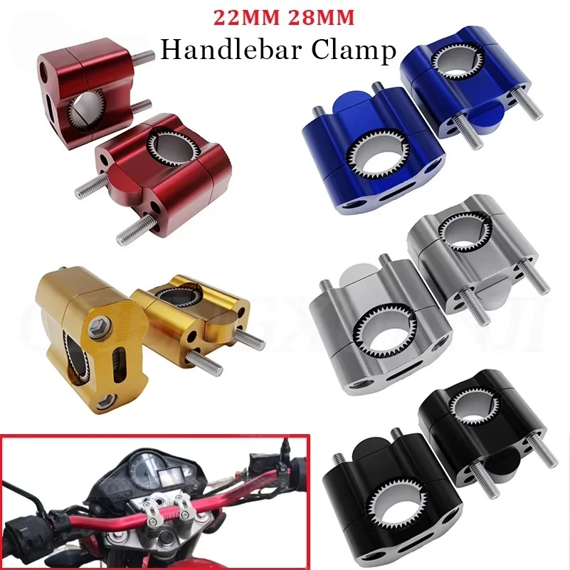 1 par de Suportes de Guidão CNC Billet de 22/28mm para Guidão Fat Bar, Adaptador de Montagem para Motos de Competição, Pit Bikes e ATVs