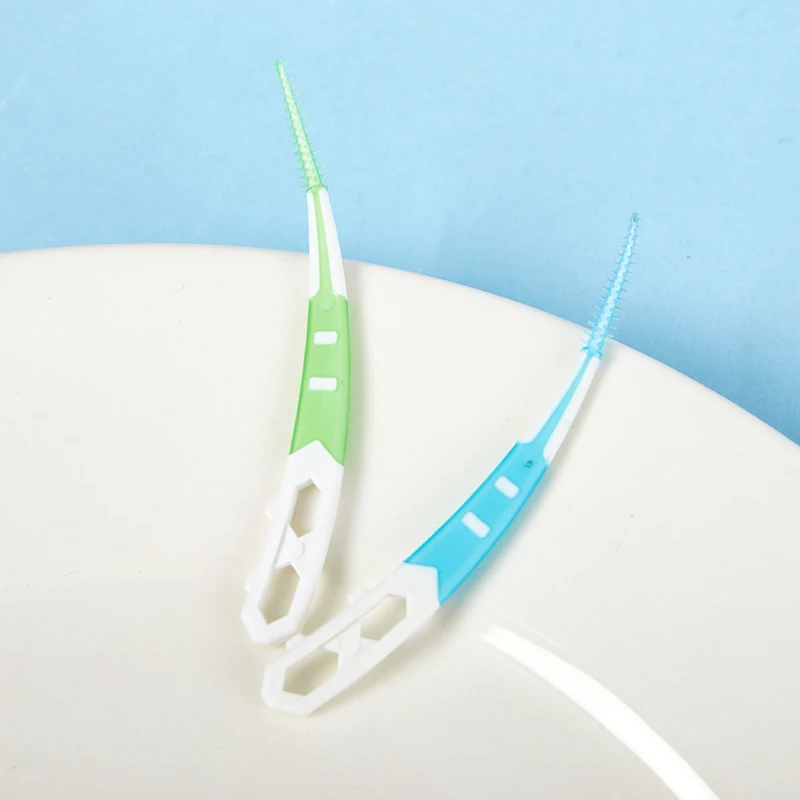 12ชิ้น/กล่องซิลิโคน interdental แปรงแปรงสีฟันระหว่างฟันซิลิโคนกับเครื่องมือทำความสะอาดปากด้าย