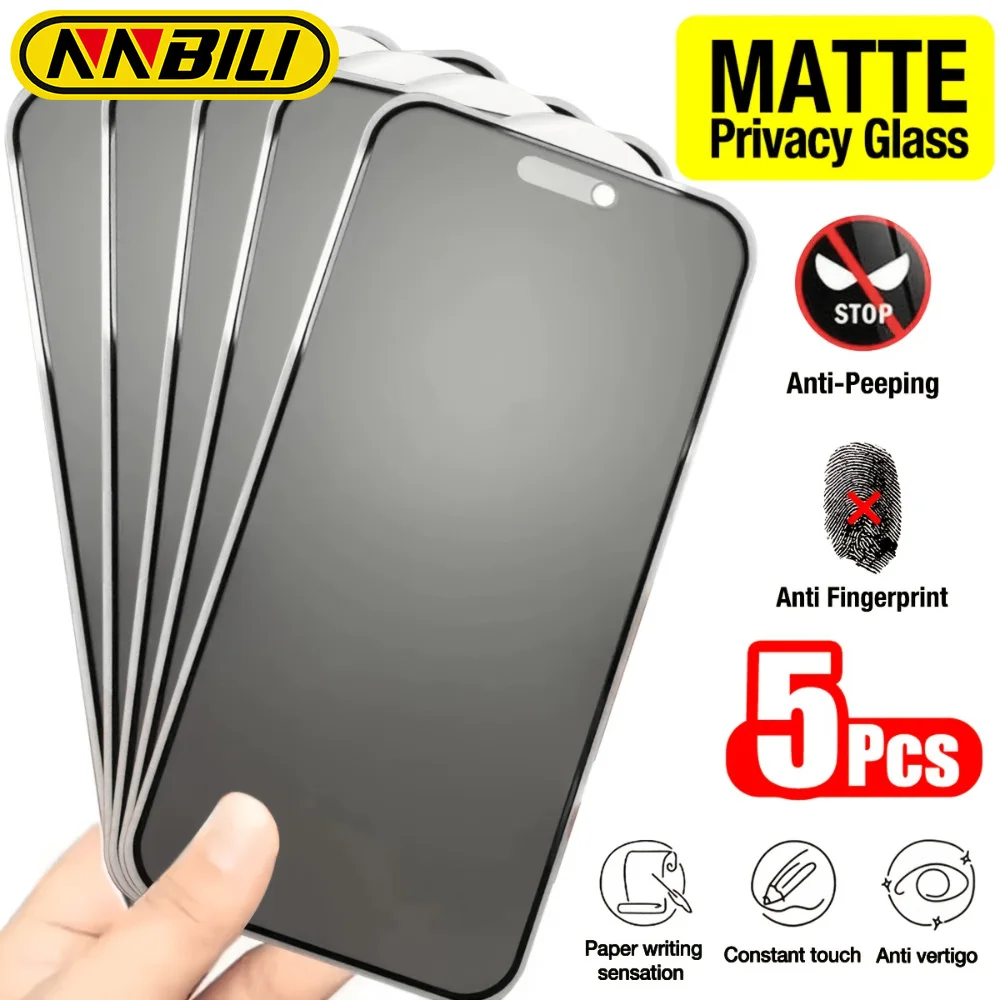 NNBILI 5er-Pack matte Blickschutzfolien für iPhone 17 16 15 14 13 12 11 Pro Max – Fingerabdruckresistent