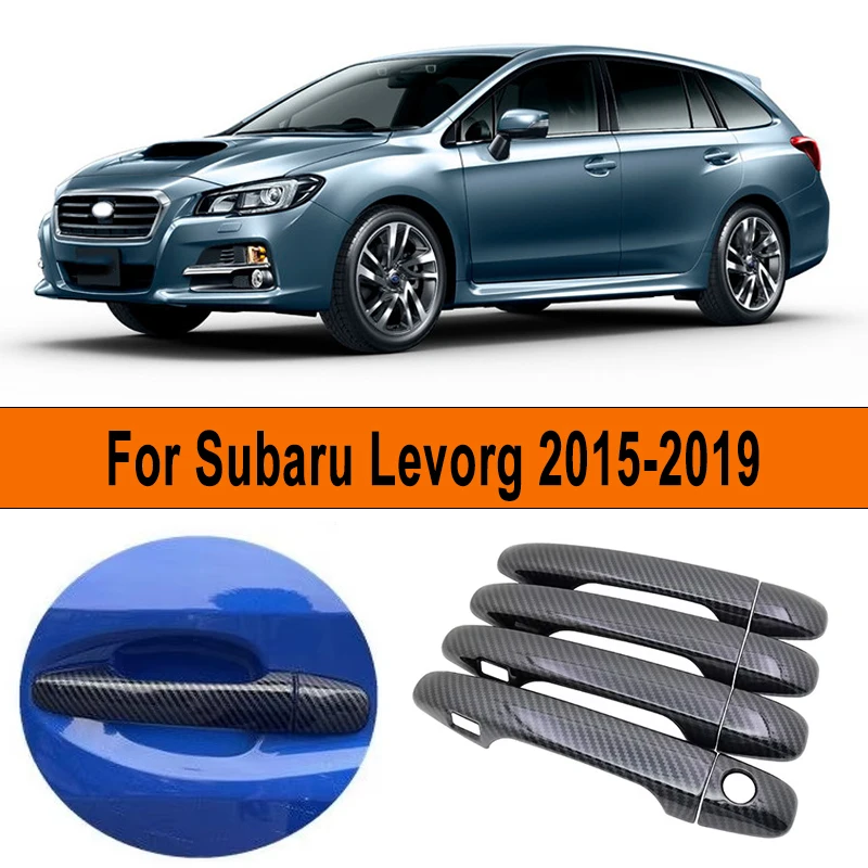 Carbon Fiber Pattern Car Door Handle Cover Sticker Overlay Styling Auto Accessories For Subaru Levorg 2015-2019 2018 2017 2016