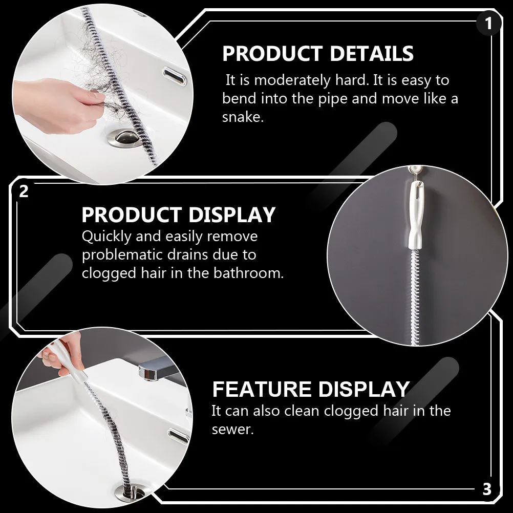 2Pcs Pipe Drain Cleaner Flexible Sink Hair Clog Removal Tool Bendable Plastic Drain Cleaning Extractor Household Sewer Dredging