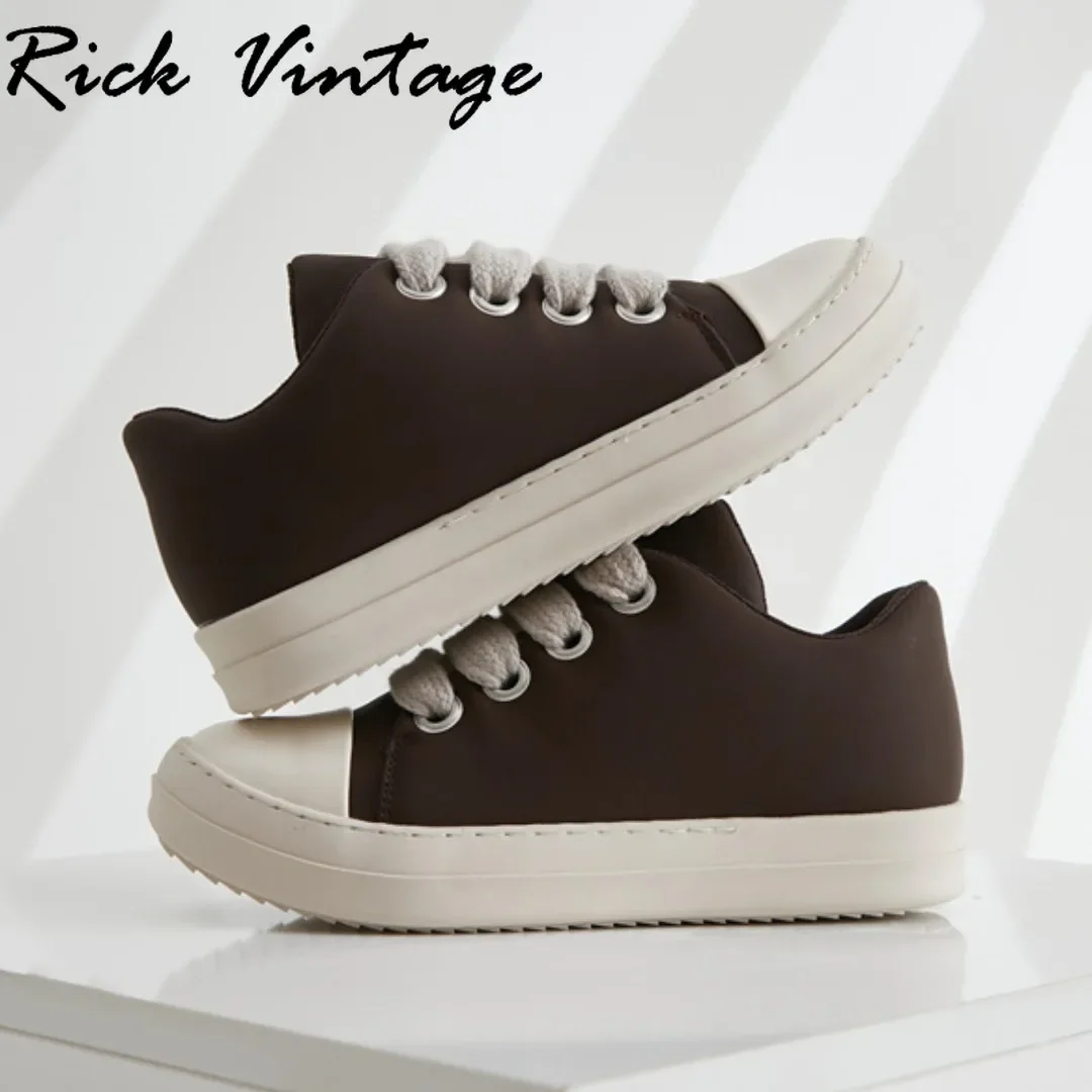 Rick Vintage Jumbo Thick Lace Up Shoes Leather Luxury Trainers Men High Street Autumn Platform Mixed Colors Sneakers for Women