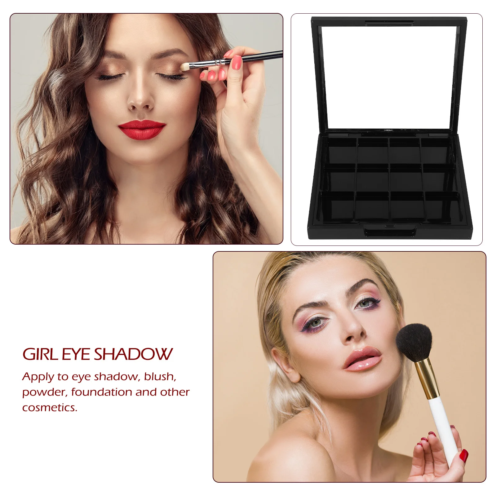 Boîte de fard à paupières vide, 1 pièce, Palette à 12 grilles, conteneur de rangement de maquillage pour les yeux, pour femmes et filles, plat de fard à paupières vide