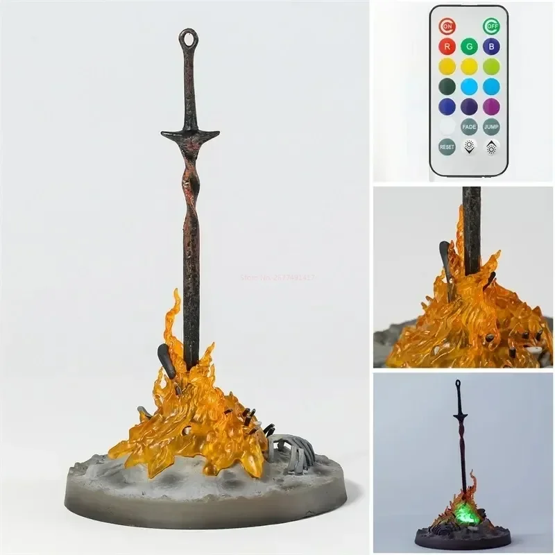 Dark Souls Action Figure Fire Glowing Sword LED ILLUMINATION Bonfire LIT Light-up Statue Glow Sword Glowing Lighting Model Toy