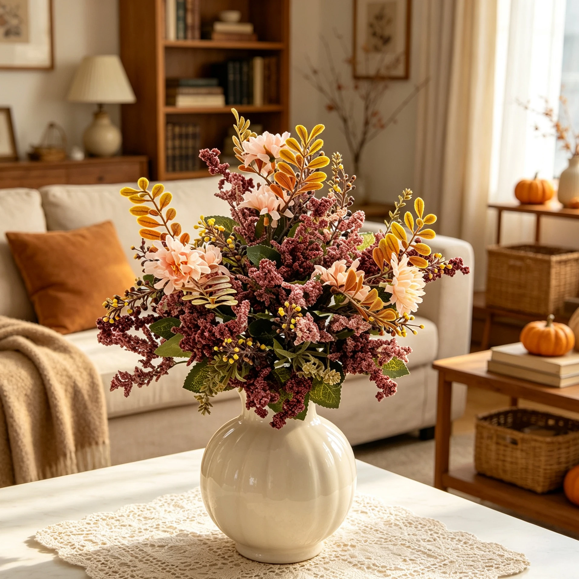 Künstliche Blumen Chrysanthemen Blasengras DIY Festival Heim Zimmer Außenbereich Garten Hof Herbstdekoration Hochzeit Brautsträuße – Detail 2