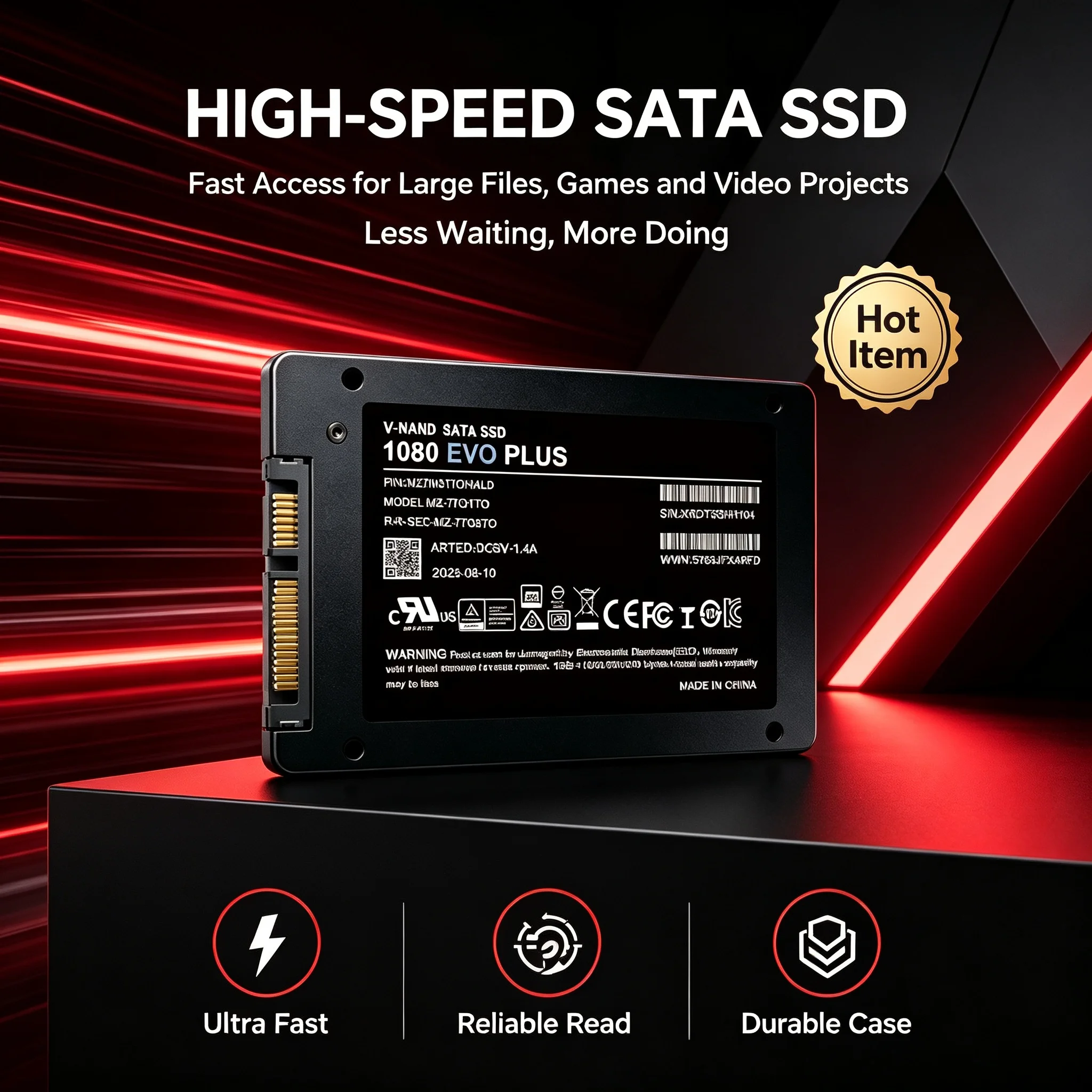 1080 EVO Plus 2.5" SATA III SSD, Built-in Solid State Drive, 1TB/2TB/4TB/500GB, Hard Drive, Desktop, Notebook, Laptop. 