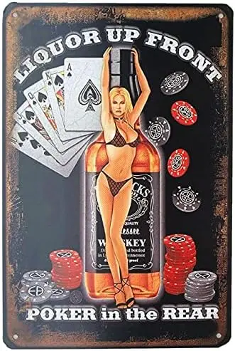 Metal Tin Sign Vintage Chic Art Decoration Jack Whiskey Daniels Pinup Sexy Girl for Home Bar Cafe Farm Store Garage or Club 12&#