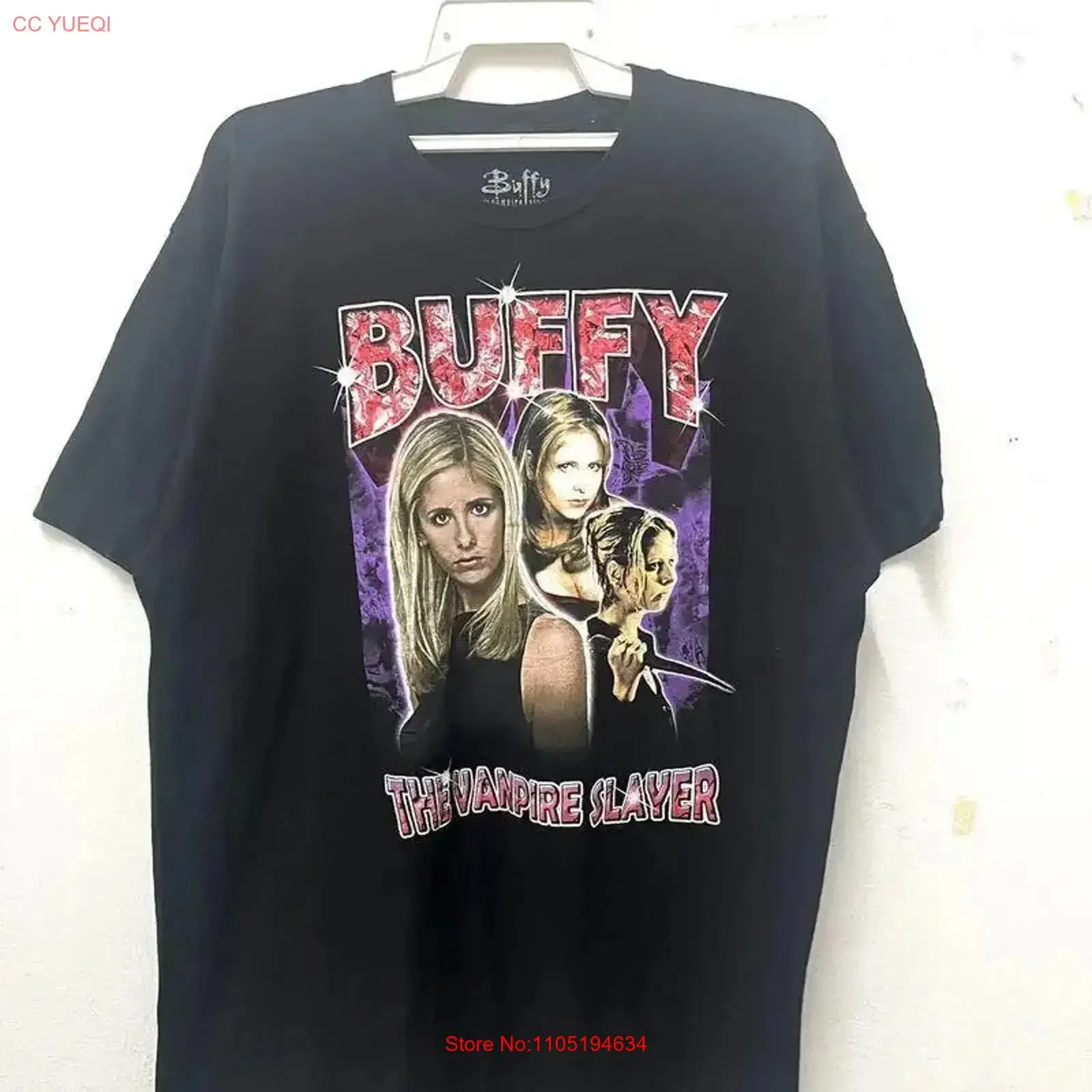 Buffy The Vampire Slayer Movie Horror Black Heavy Cotton T shirt KH6425 vintage Washed fashion Comfortable Unisex homme Casual
