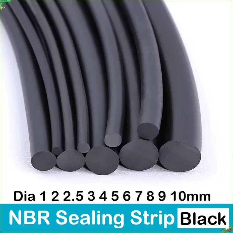 2/5/10m NBR Sealing Strip Dia 1 2 2.5 3 4 5 6 7 8 9 10mm Black Round Nitrile Rubbe Strips Door Seal car accessories