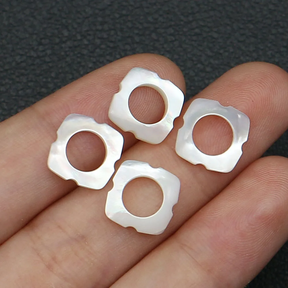 

Natural Freshwater White Shell Polished Square Hollow Non-Porous Loose Beads 10x10mm DIY Necklace Earring Jewelry Accessories
