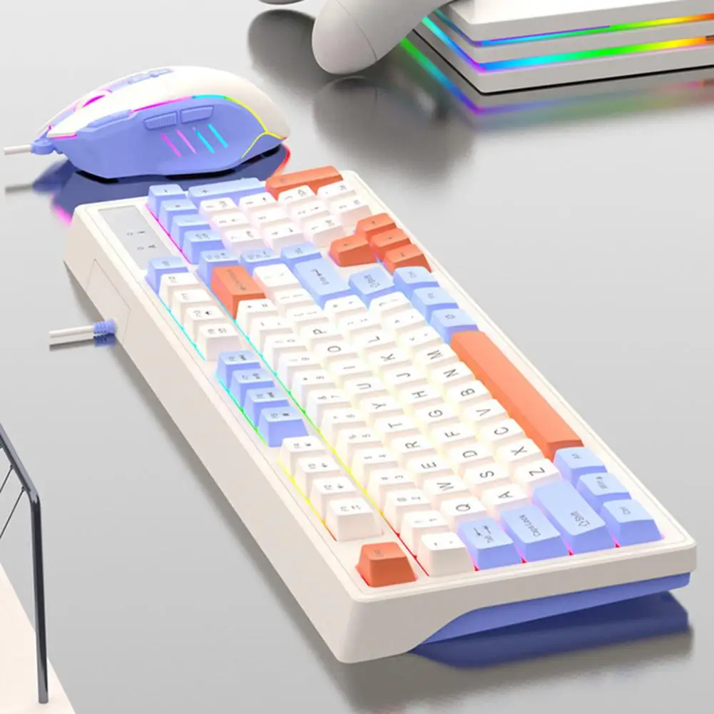 

Механическая игровая клавиатура с подсветкой, стильная проводная клавиатура с яркой светодиодной подсветкой, эргономичная, для рабочего стола