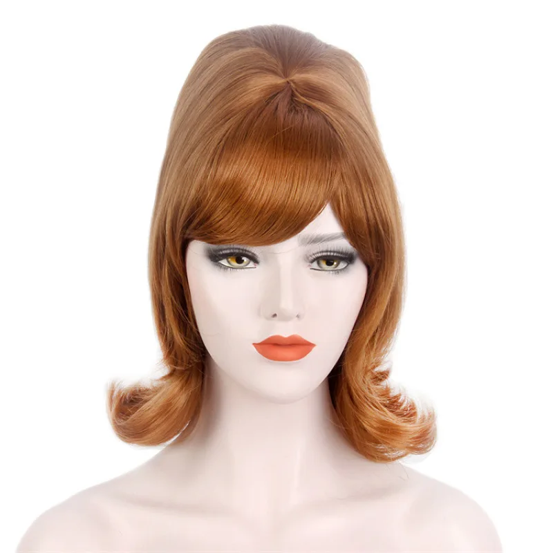 2024 Blonde Beehive 60s Wig Retro long Wigs for Women Adult 70s 80s Accessories Rocker Party Wig Halloween Costume Cosplay