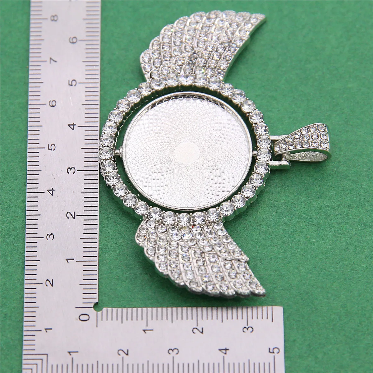 10pcs 66*47mm Rotatable Diamond-studded Round Angel Wings Bottom Bracket Pendant Pendant DIY Necklace, Bag Pendant Accessories