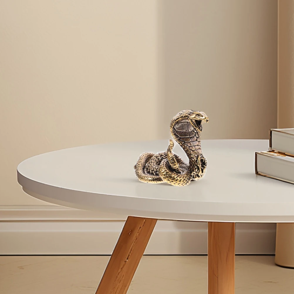 

2 Pcs Brown Snake Bronze Tea Pet Home Decor Craft Statue Desktop Brass Figurine